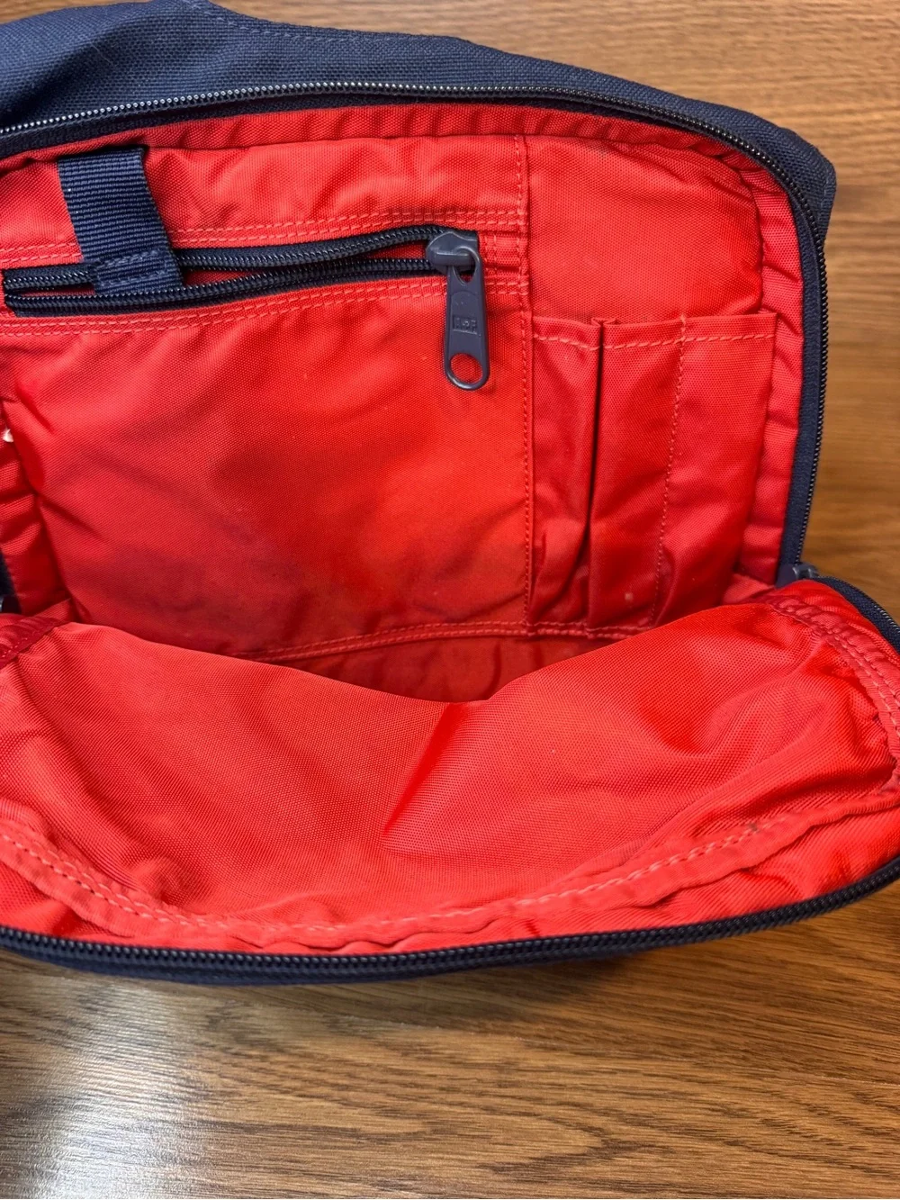 Abercrombie & Fitch Navy Canvas Bag Women's Backpack Purse Red Accents Y2K
